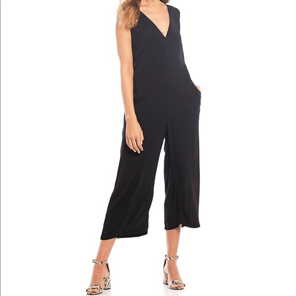 GB V-Neck Wide Leg Jumpsuit- Black
